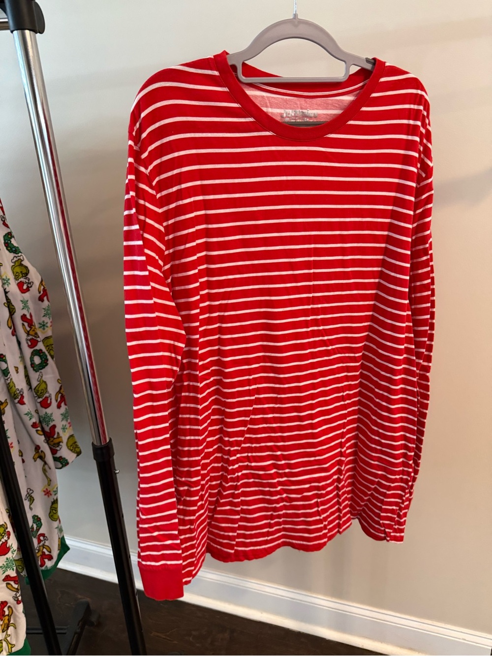 Men’s Red and White Striped Pajama Set
